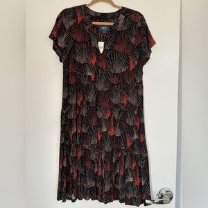 Anthropologie Maeve Black and Orange Patterned Top